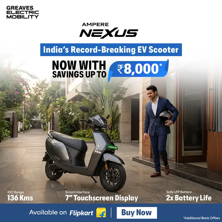 Ampere ad creative: NOW WITH SAVINGS UP TO ₹8,000*