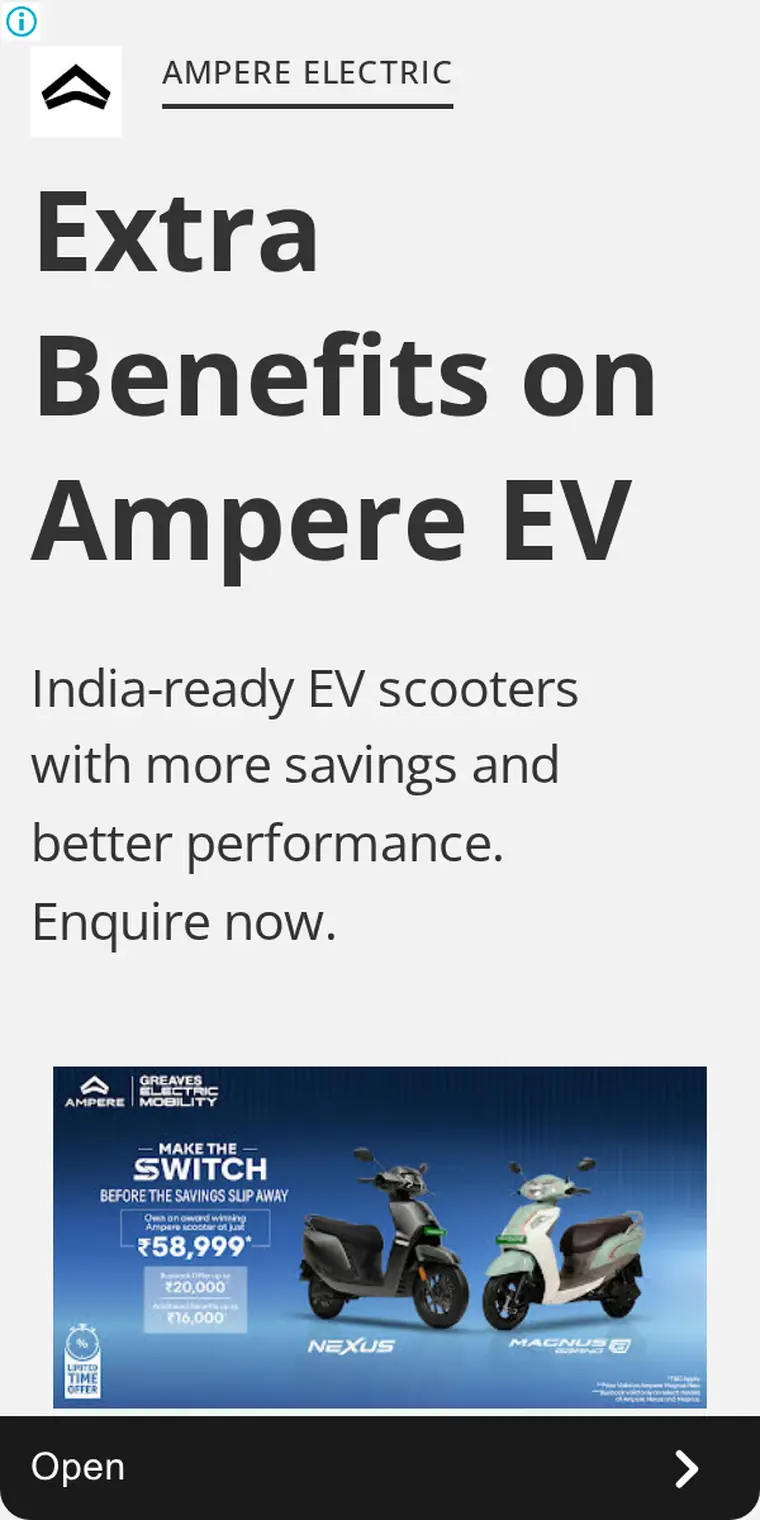 Ampere ad creative: Extra Benefits on Ampere EV