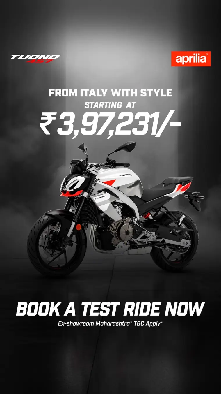 Aprilia ad creative: Aprilia Tuono 457 - Italian Style at ₹3,97,231