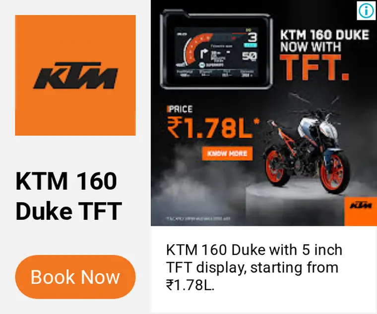 KTM ad creative: KTM 160 Duke TFT Promotion