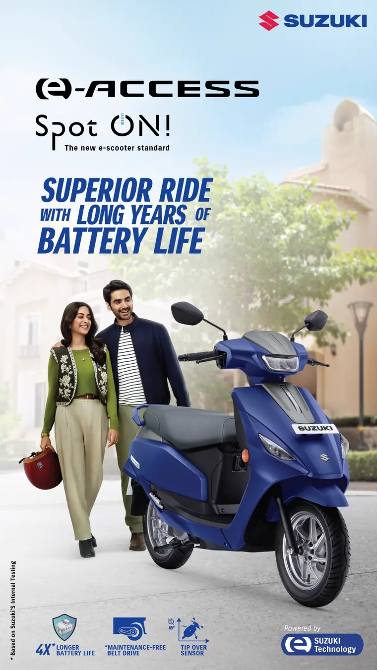 Suzuki ad creative: SUPERIOR RIDE WITH LONG YEARS OF BATTERY LIFE