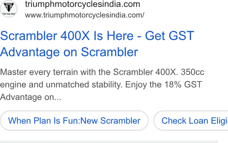 Triumph ad creative: Scrambler 400X Is Here - Get GST Advantage on Scrambler