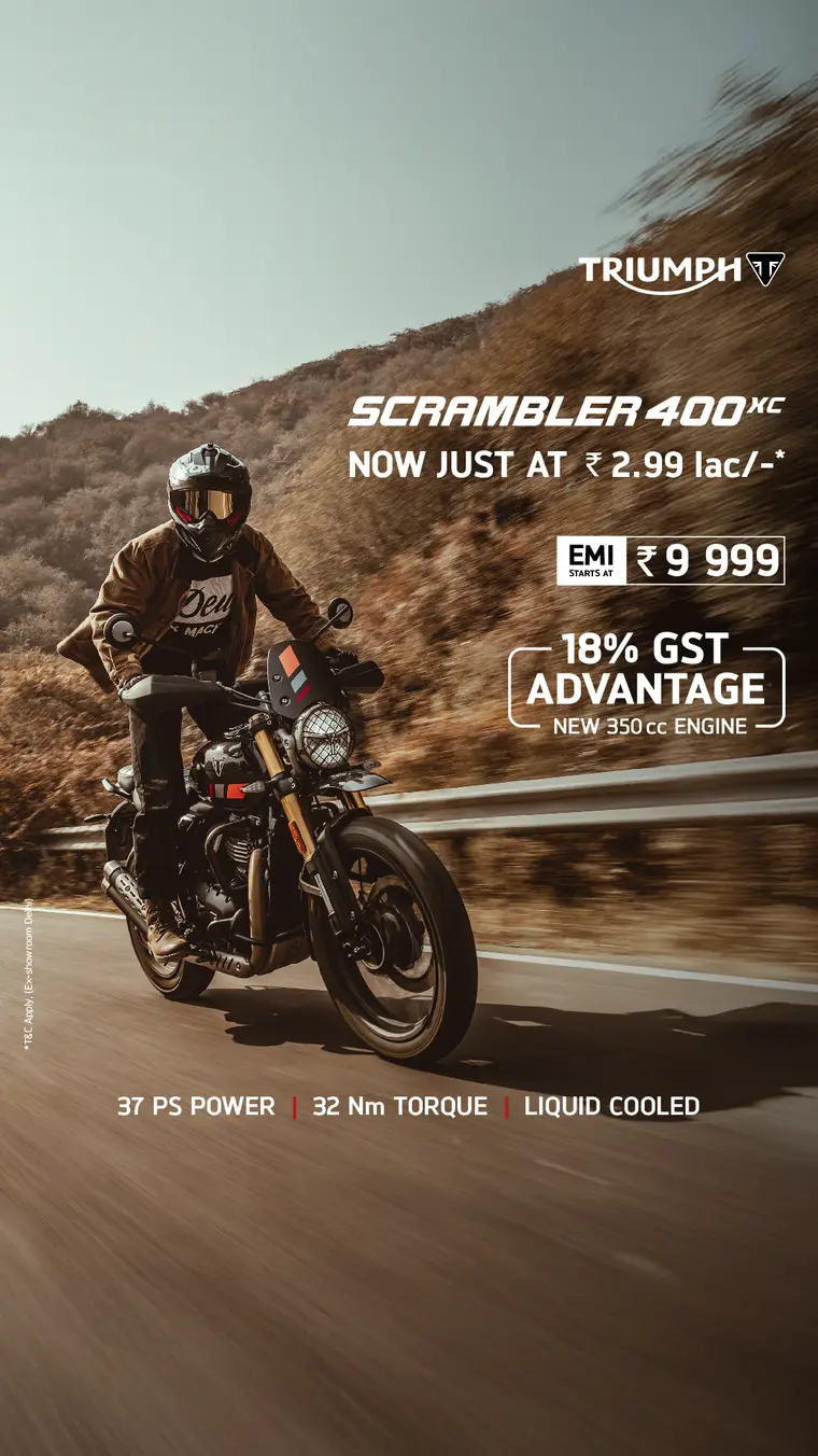 Triumph ad creative: SCRAMBLER 400XC