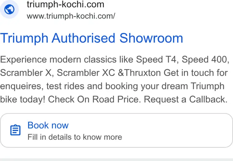 Triumph ad creative: Triumph Authorised Showroom