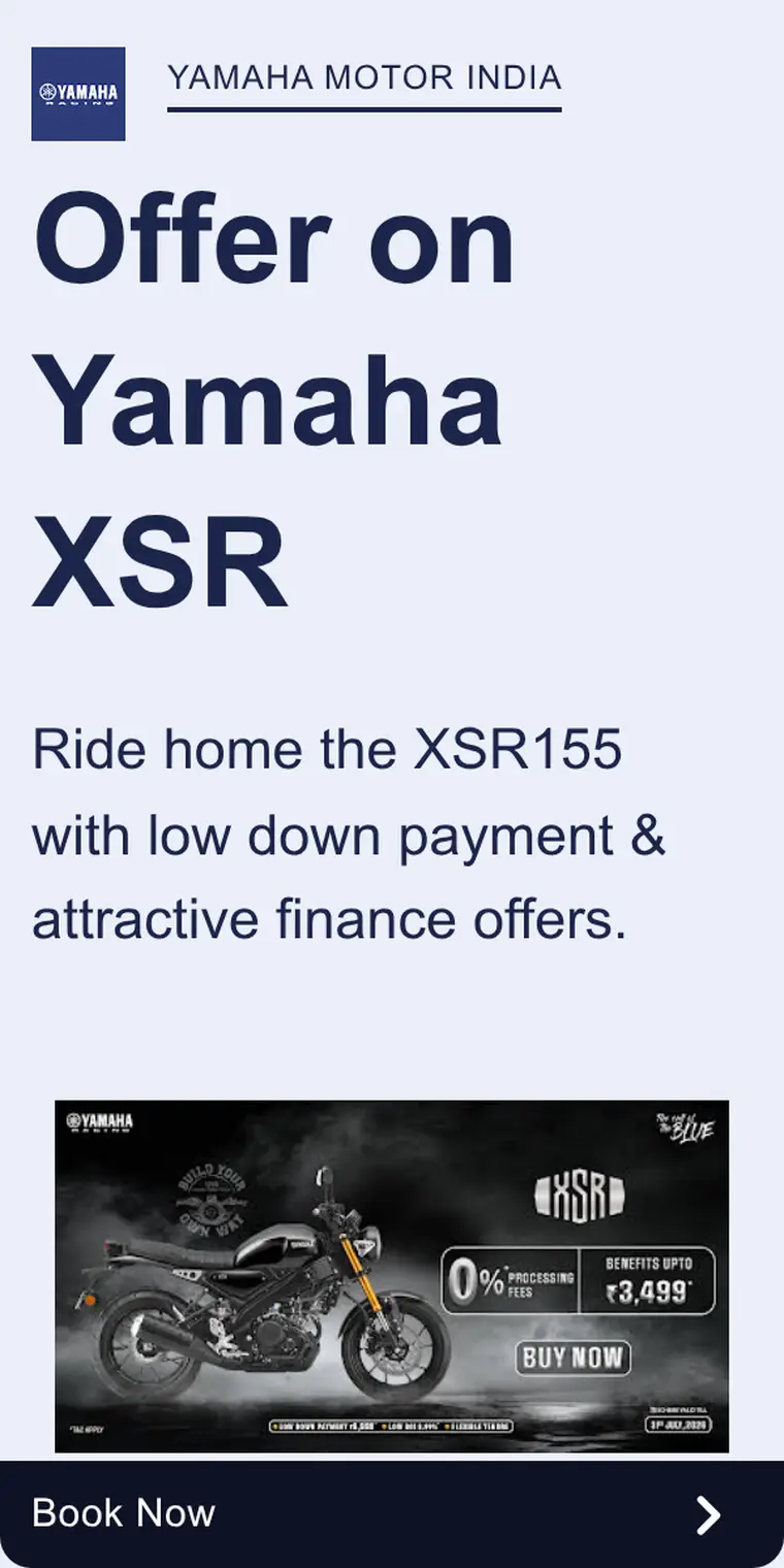 Yamaha ad creative: Offer on Yamaha XSR