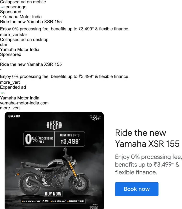 Yamaha ad creative: Ride the new Yamaha XSR 155