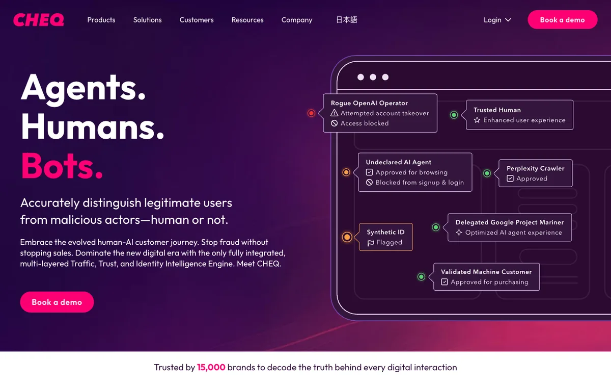 CHEQ homepage
