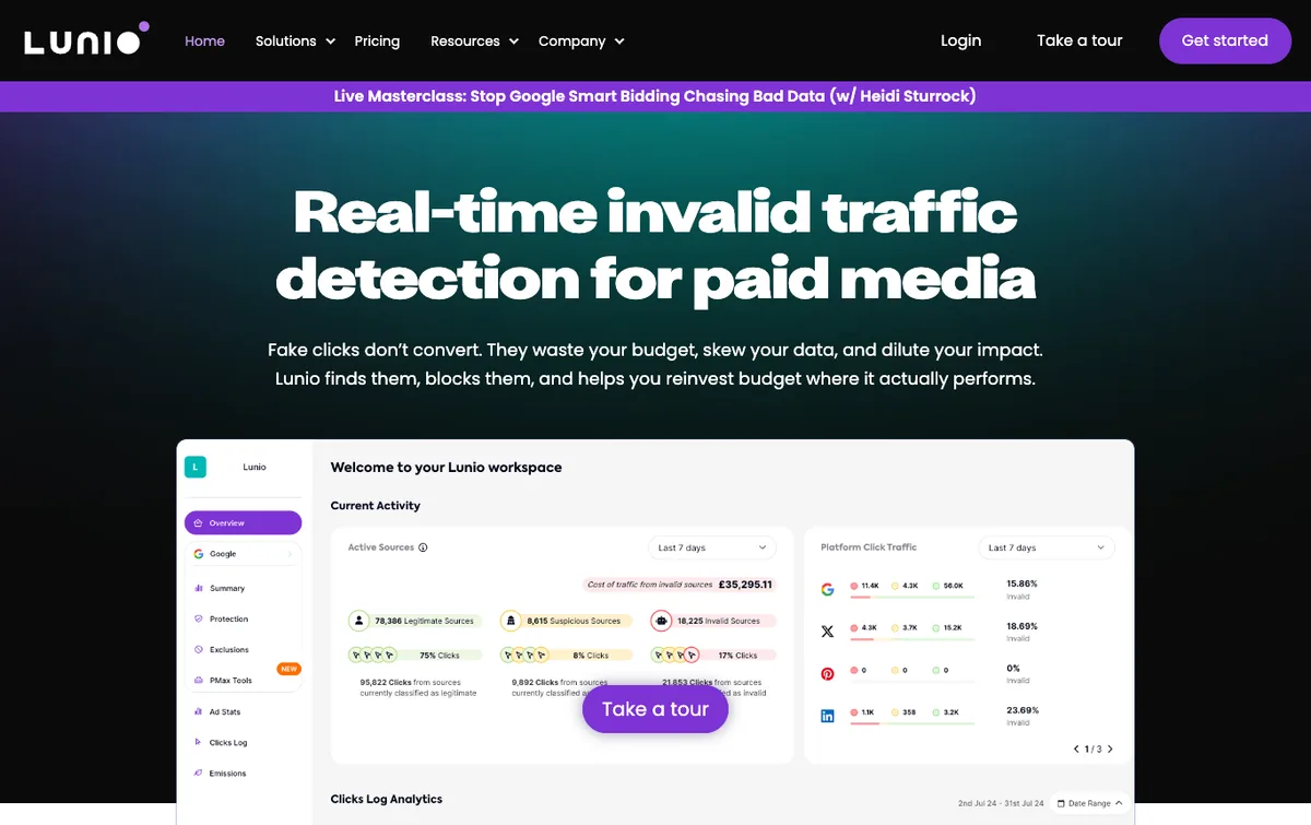 Lunio homepage