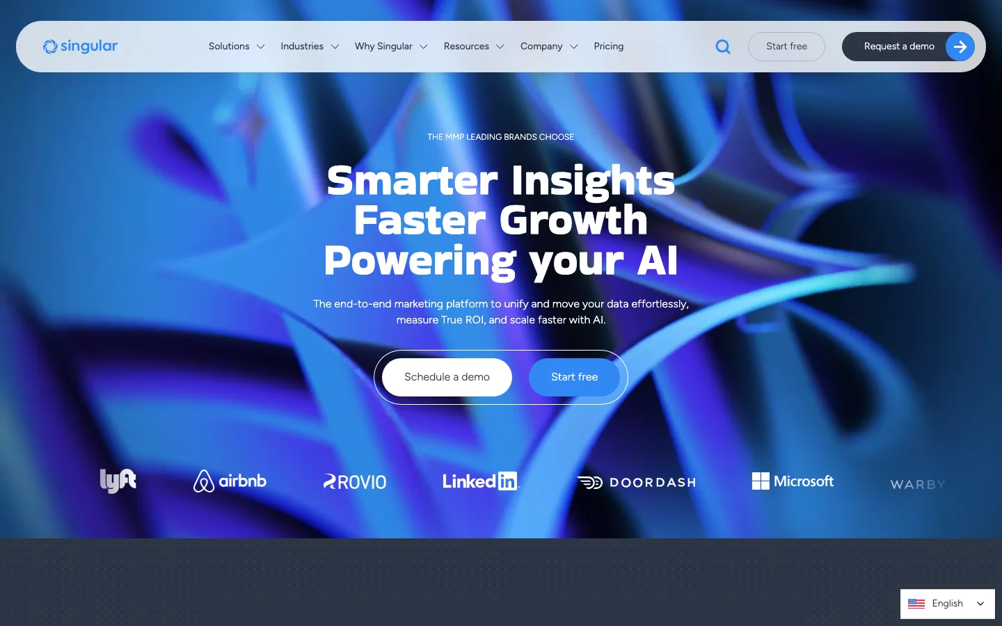 Singular homepage, marketing attribution and analytics with AI insights