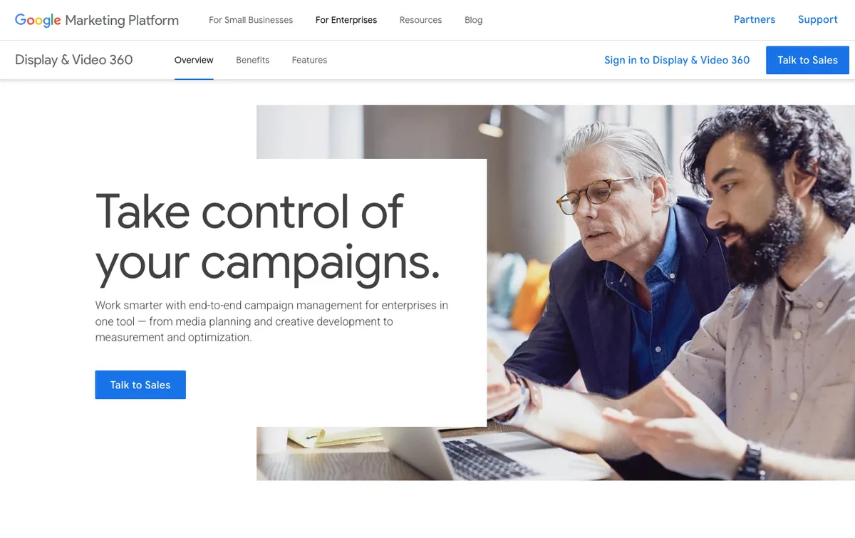 Google DV360 homepage