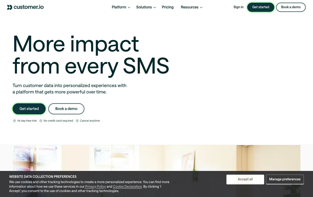 Customer.io homepage