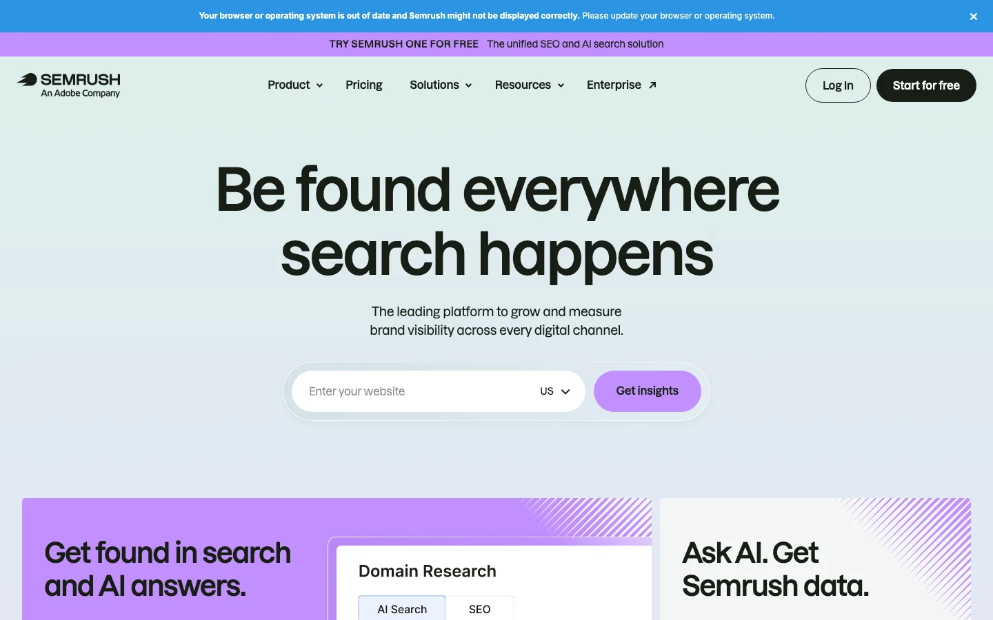 Semrush homepage