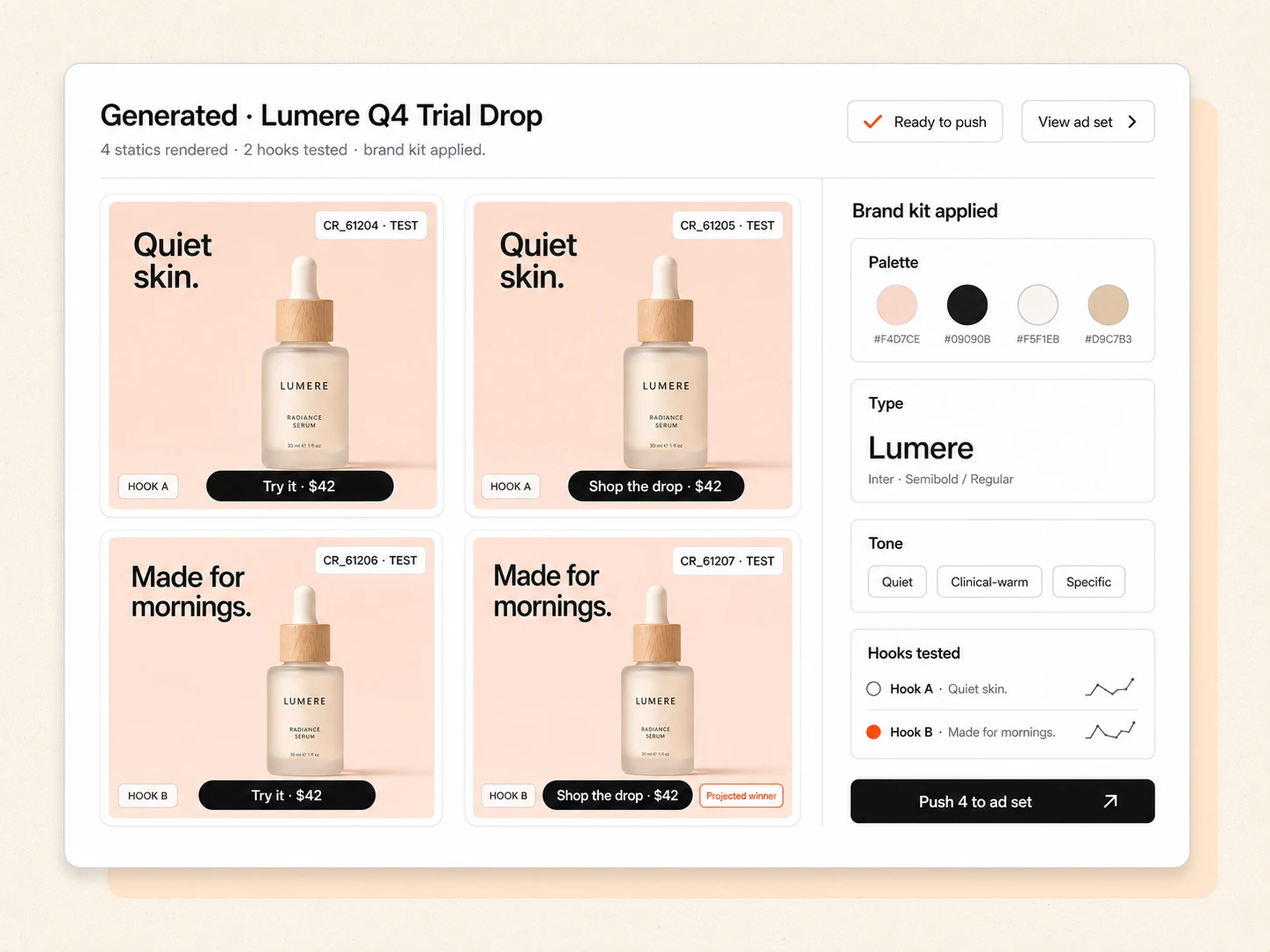 Copilot generating on-brand creative variants